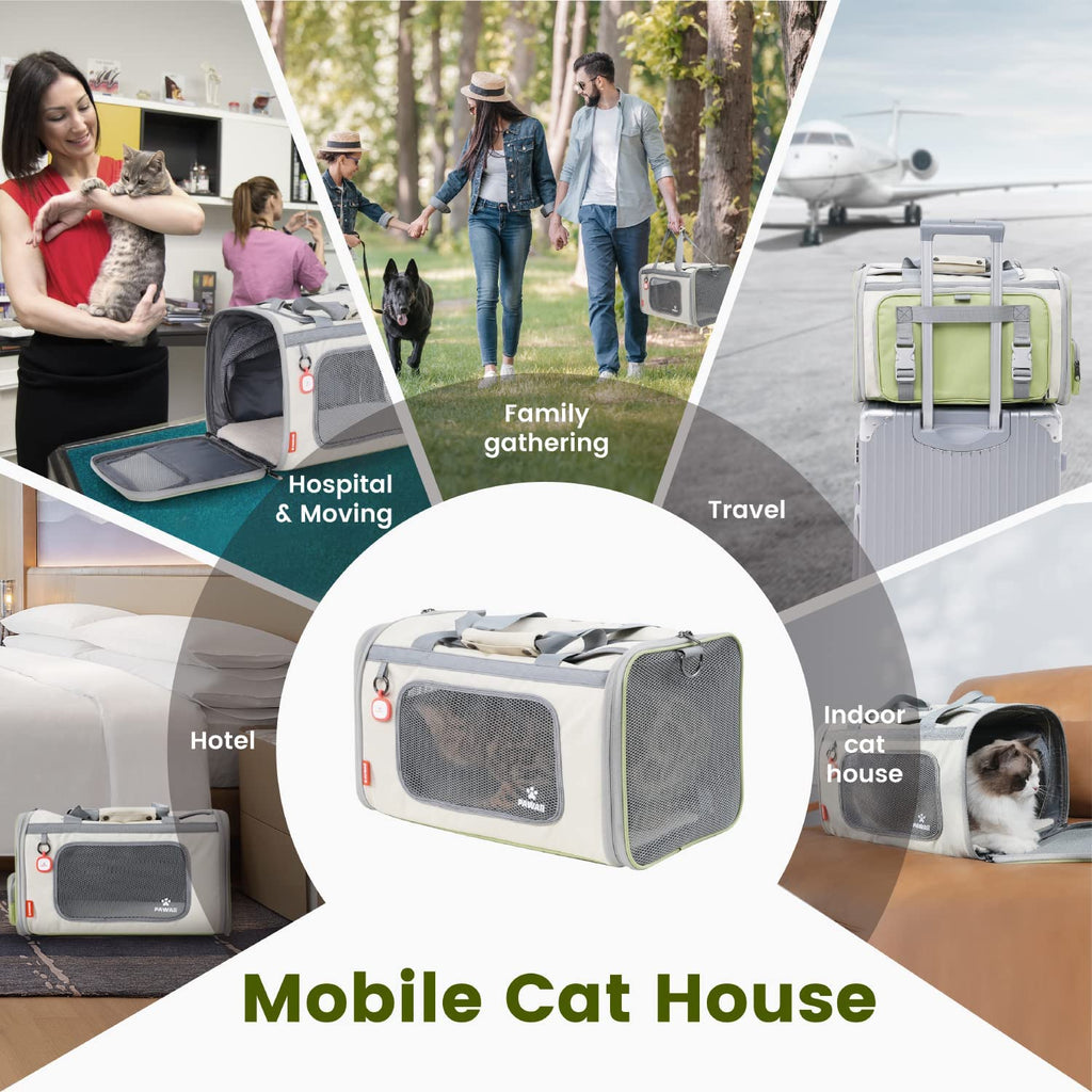 Cat Carrier Airline Approved Expandable Breathable Safety Leash