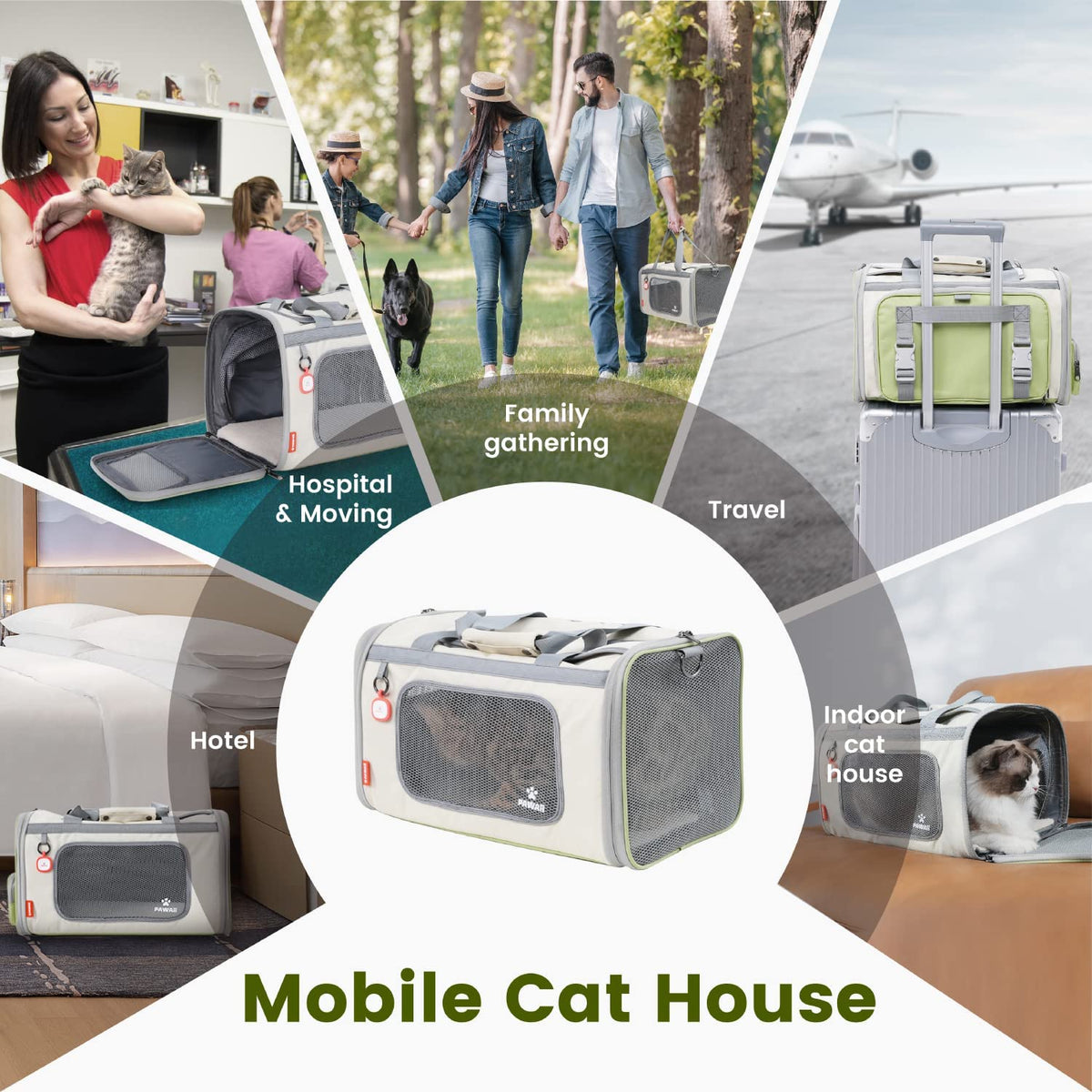 Cat Carrier Airline Approved Expandable Breathable Safety Leash