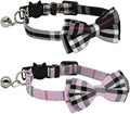 2 Pack/Set Cat Collar Breakaway with Cute Bow Tie and Bell for Kitty and Some Puppies, Adjustable from 7.8-10.5 Inch (Black+Pink)