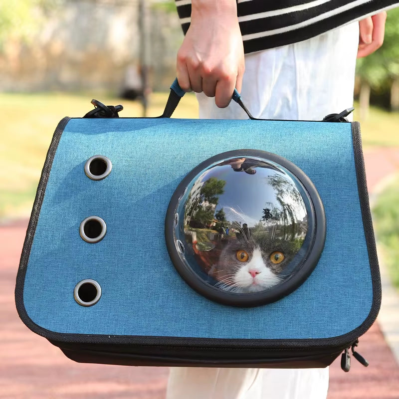 Portable Space Capsule Cat Bag, Hand-Held Foldable Shoulder Bag, Transparent Cat Cage, Kitten and Dog Supplies