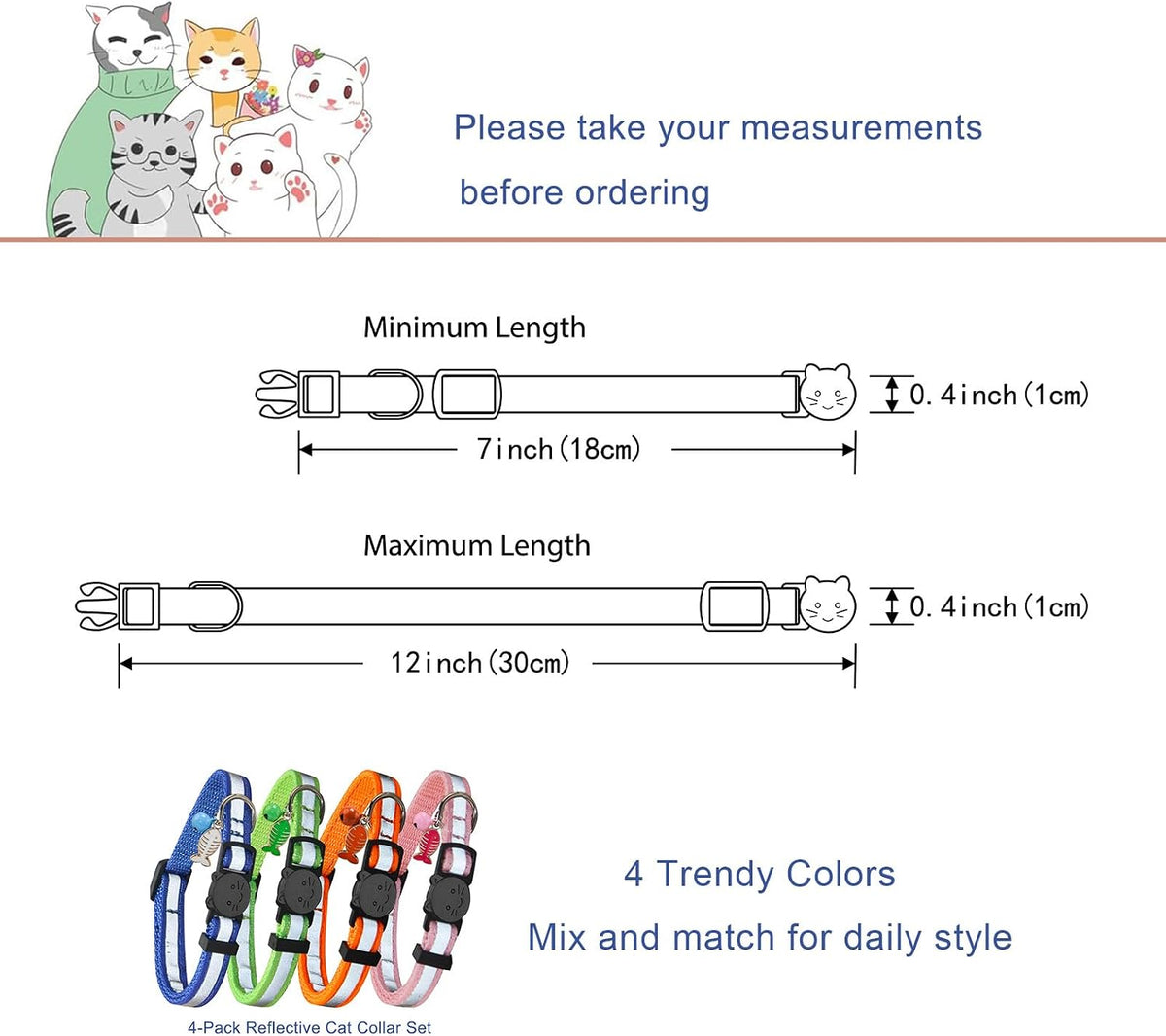 Cat Collars, Breakaway Kitten Collar, Cute Kitty Collar in 4 Pack, Pet Supplies Accessories