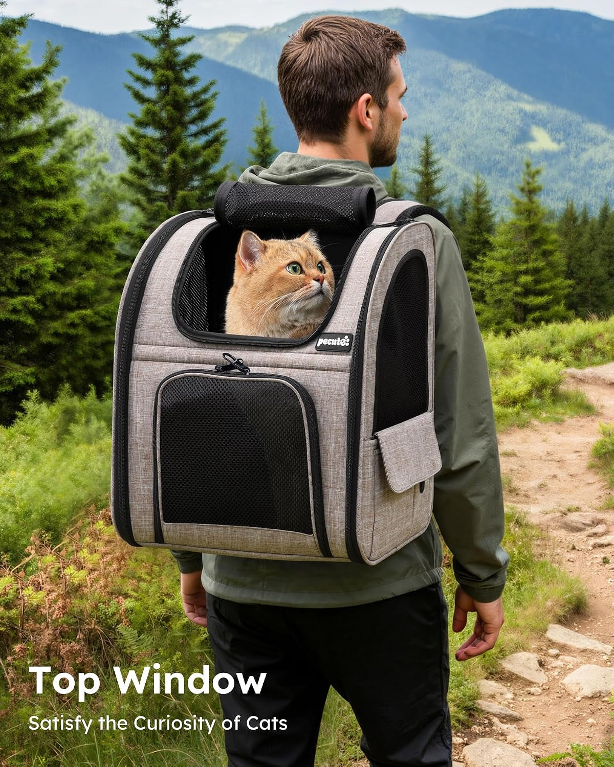 Cat Backpack Expandable, Cat Backpack for Cat with Breathable Window