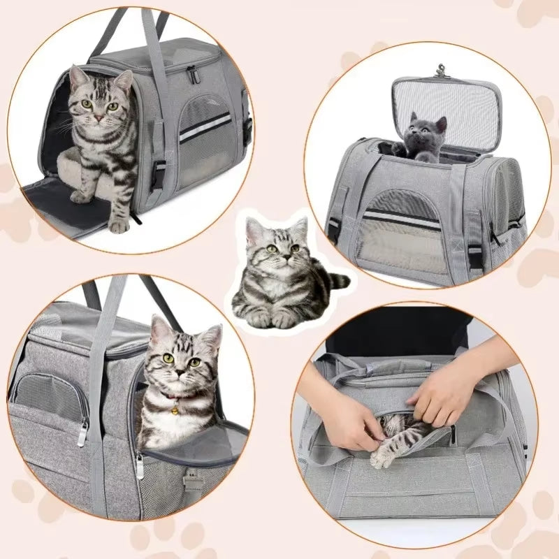Breathable Mesh Cat Carrier Bag, Foldable Handheld Pet Travel Tote for Small Animals Foldable Pet Travel Bag for Small Animals