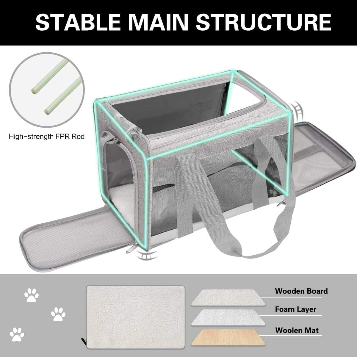 Cat Carriers Dog Carrier Pet Carrier for Small Medium Cats Dogs Puppies up to 15 Lbs, Airline Approved Small Dog Carrier Soft Sided, Collapsible Travel Puppy Carrier - Grey