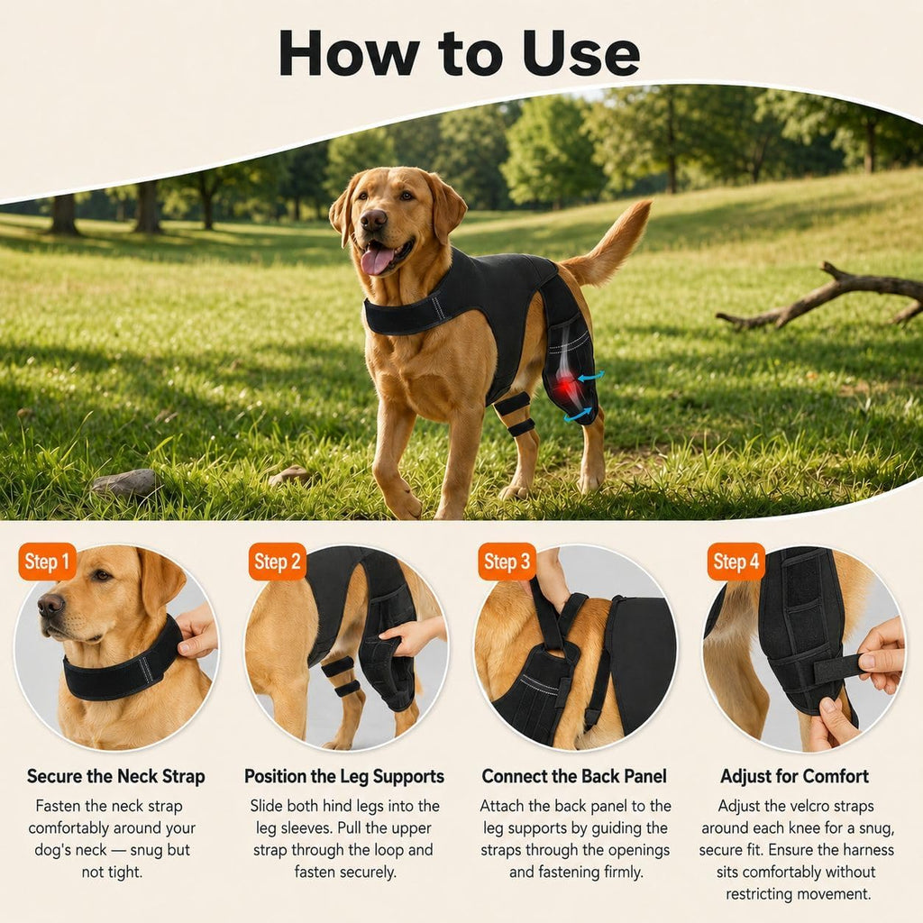 Dog Knee Brace for ACL Injury Support – Adjustable Pet Knee Stabilizer for Dogs, Joint Pain Relief, Recovery & Mobility Support for Small, Medium & Large Dogs (L Size)