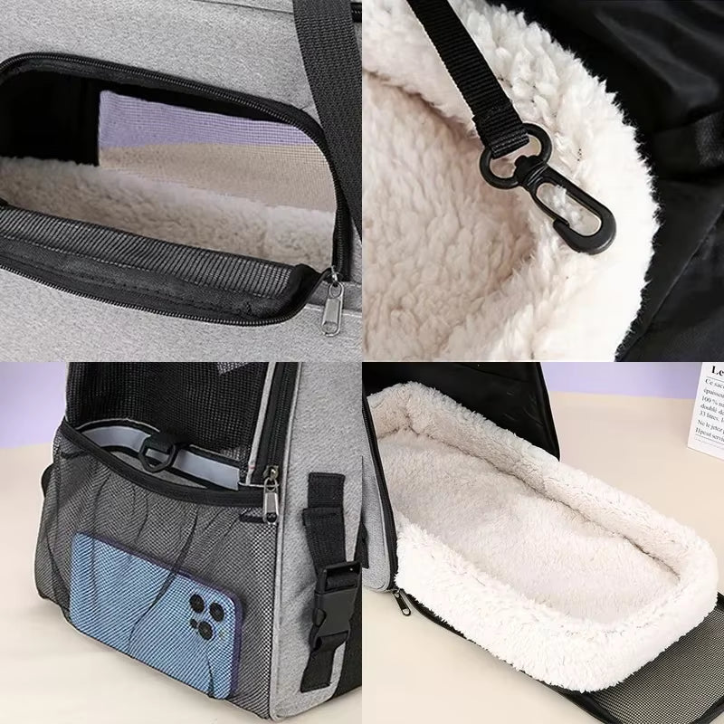 Breathable Mesh Cat Carrier Bag, Foldable Handheld Pet Travel Tote for Small Animals Foldable Pet Travel Bag for Small Animals