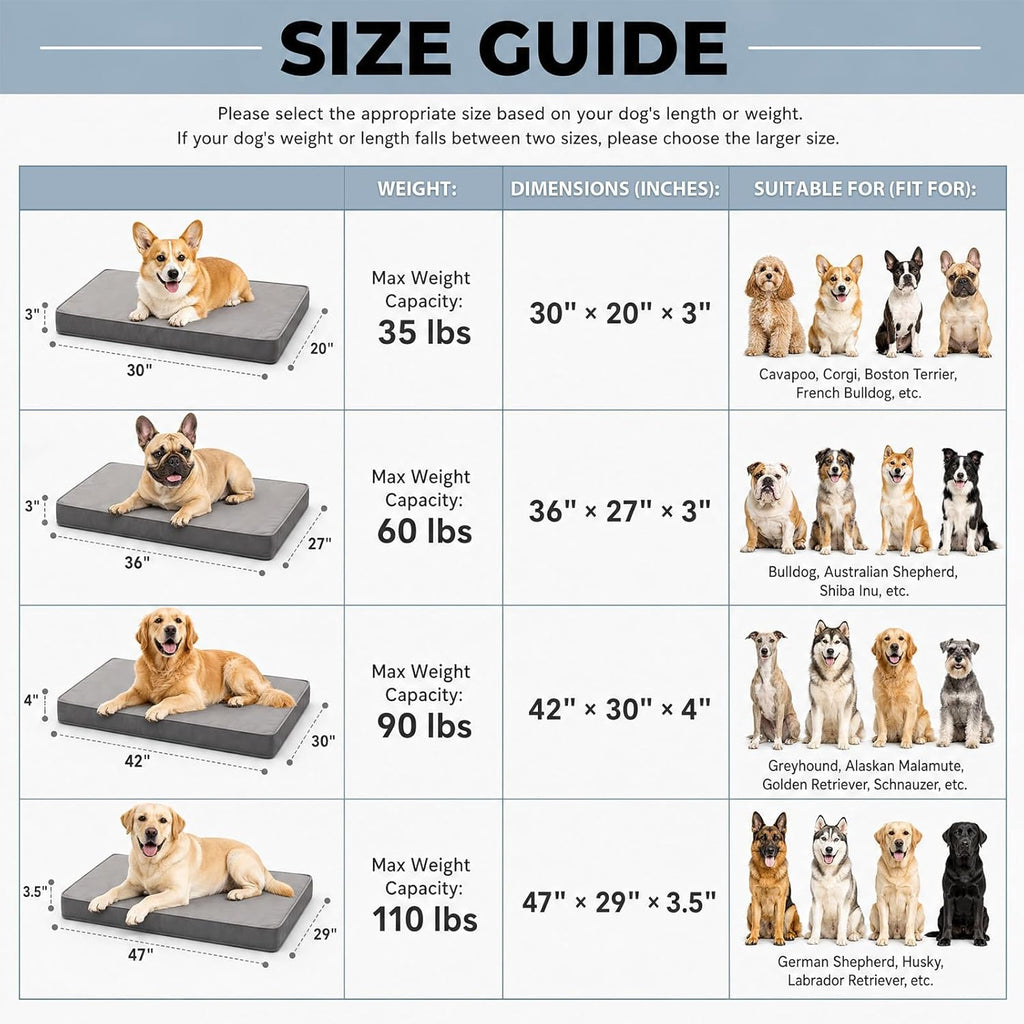 Outdoor Waterproof Dog Bed Large Sized, Washable Creat Pad 42"