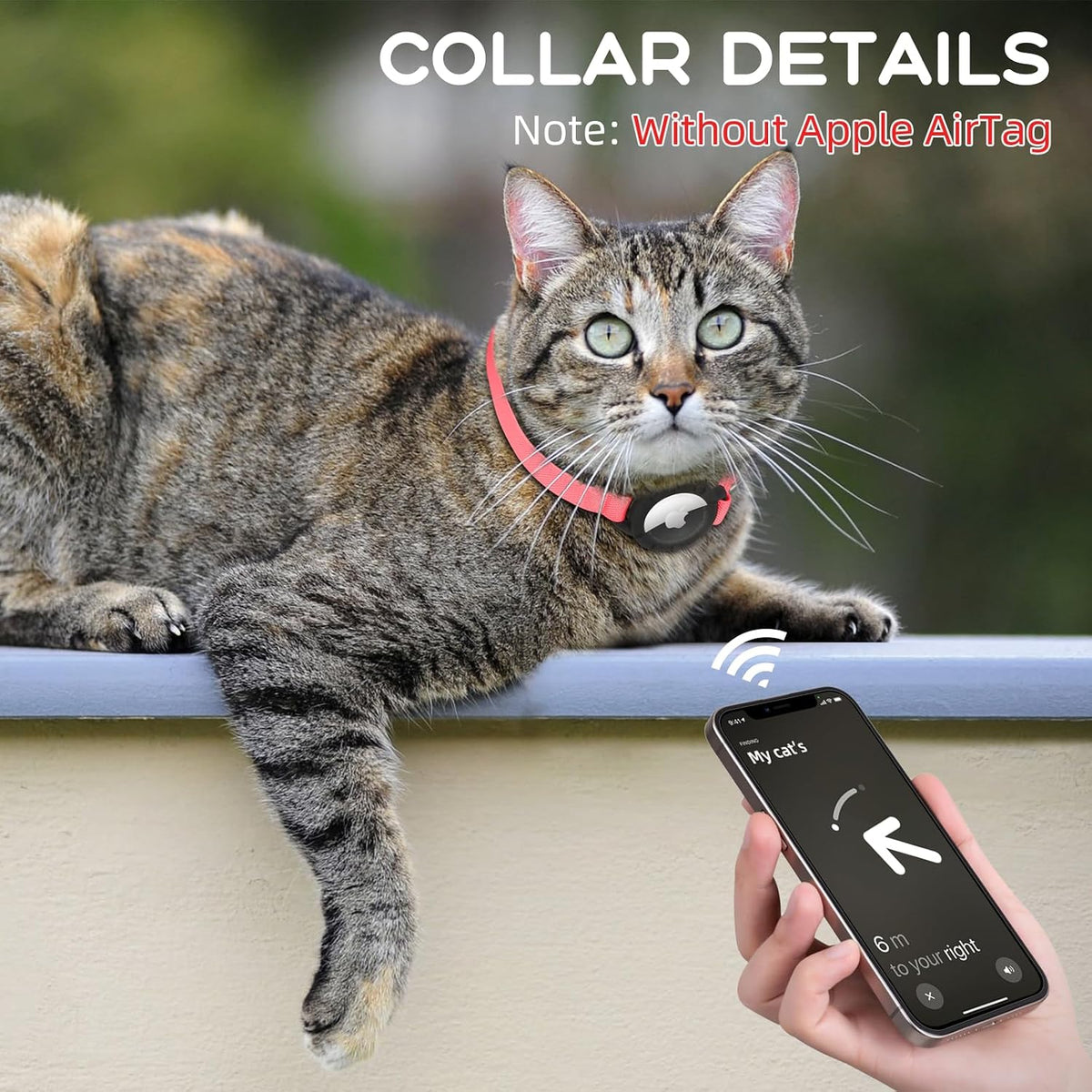 Airtag Cat Collars, Stretchy Collar with Airtag Holder and Bell