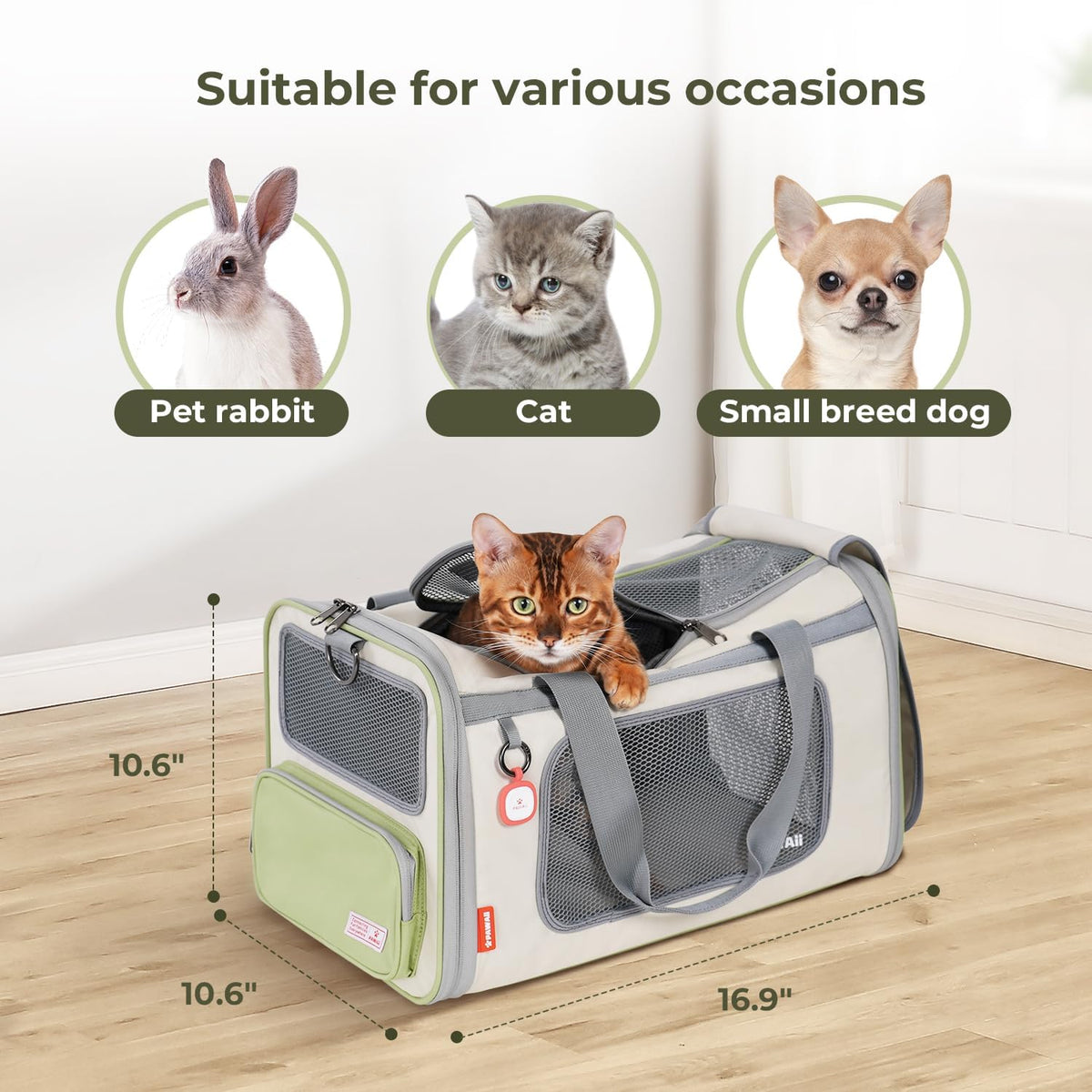 Cat Carrier Airline Approved Expandable Breathable Safety Leash