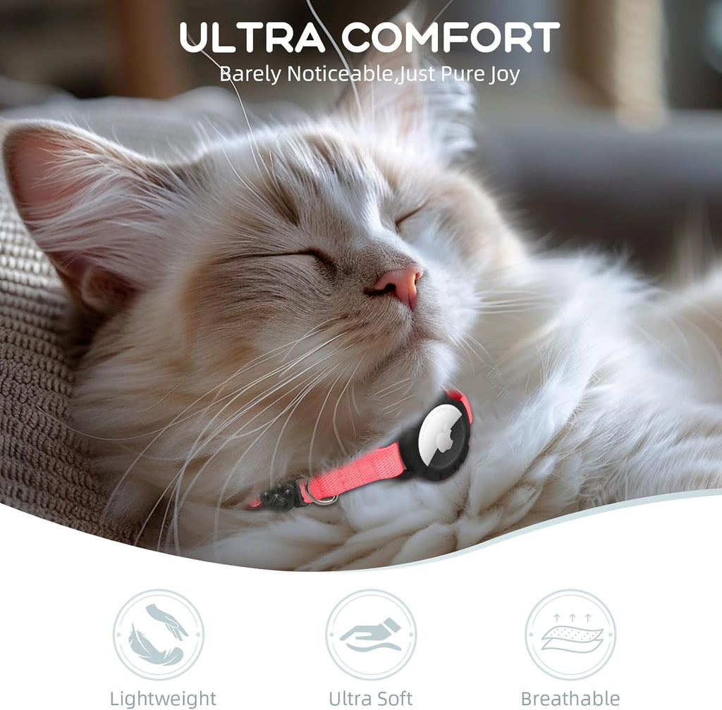 Airtag Cat Collars, Stretchy Collar with Airtag Holder and Bell