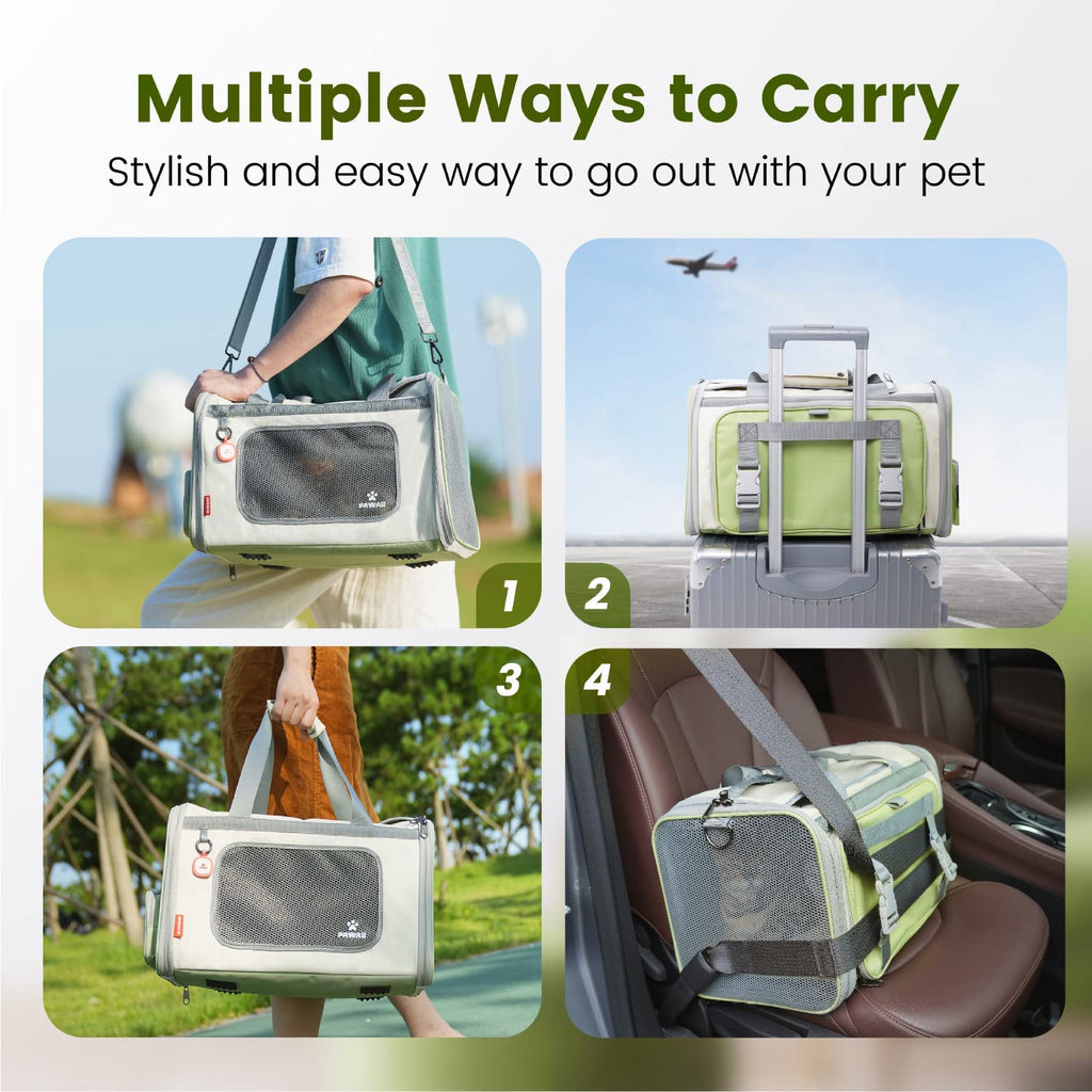 Cat Carrier Airline Approved Expandable Breathable Safety Leash
