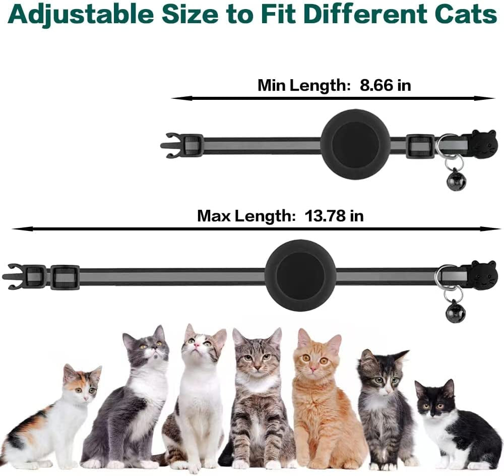 Airtag Cat Collar Breakaway, Reflective Collar with Air Tag Holder