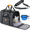 Cat Carrier Soft Sided Cat Carrier for Cats and Puppy Pet Carrier with Safety Zippers Foldable Bowl