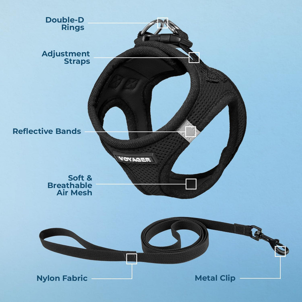 Voyager Step-In Air Cat Harness & Leash Set - Black, Xx-Small