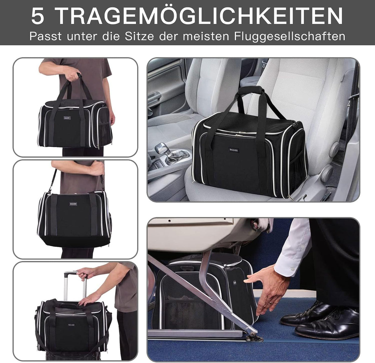 Cat Carrier Bag,Airline Approved Pet Carrier Soft Side Pet Travel 5 Sides Open Doors 3 Sides Expandable Foldable Dog Carrier with Fleece Pad