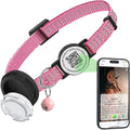 Anti-Loss Cat Collar with Airtag Holder, Breakaway QR Code Tag Buckle, Adjustable Kittens Collar with for Apple Air Tag Case