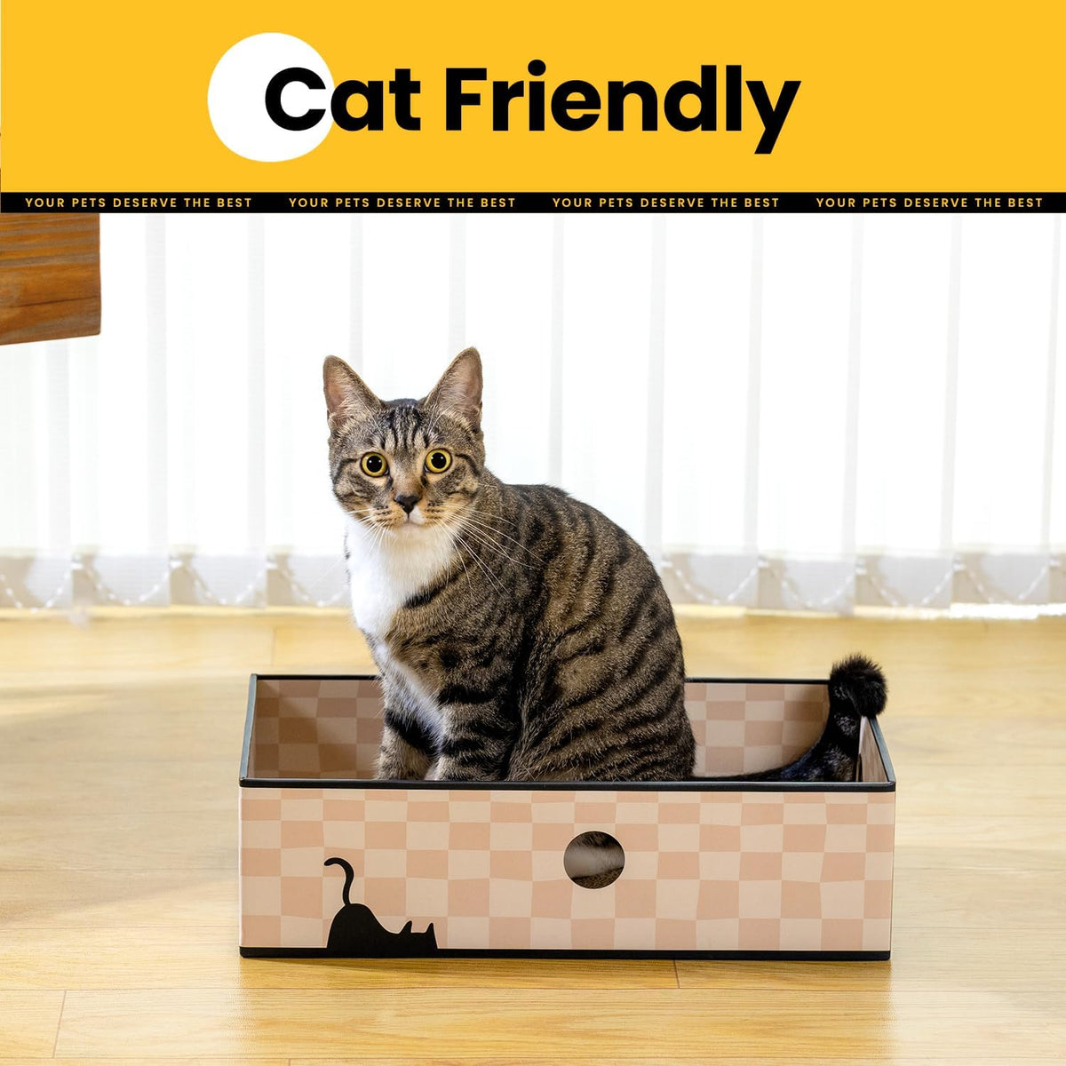 Cat Scratcher Box, Cardboard Pad, Bed for Indoor Cats, Chessboard