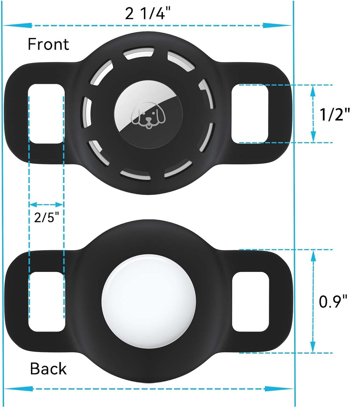 For Air Tag Cat Collar Holder for Apple Air Tag, 2 Pack of Pet Collar Holder for Cat and Small Dog Collar within 1/2 Inch and 2 Pack Protector for Air Tag