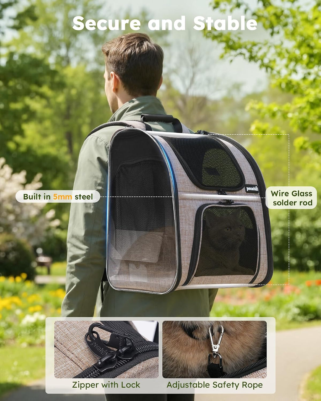 Cat Backpack Expandable, Cat Backpack for Cat with Breathable Window