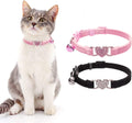 Cat Collar Breakaway with Bell, Bling Kitten Collar,Pink&Black