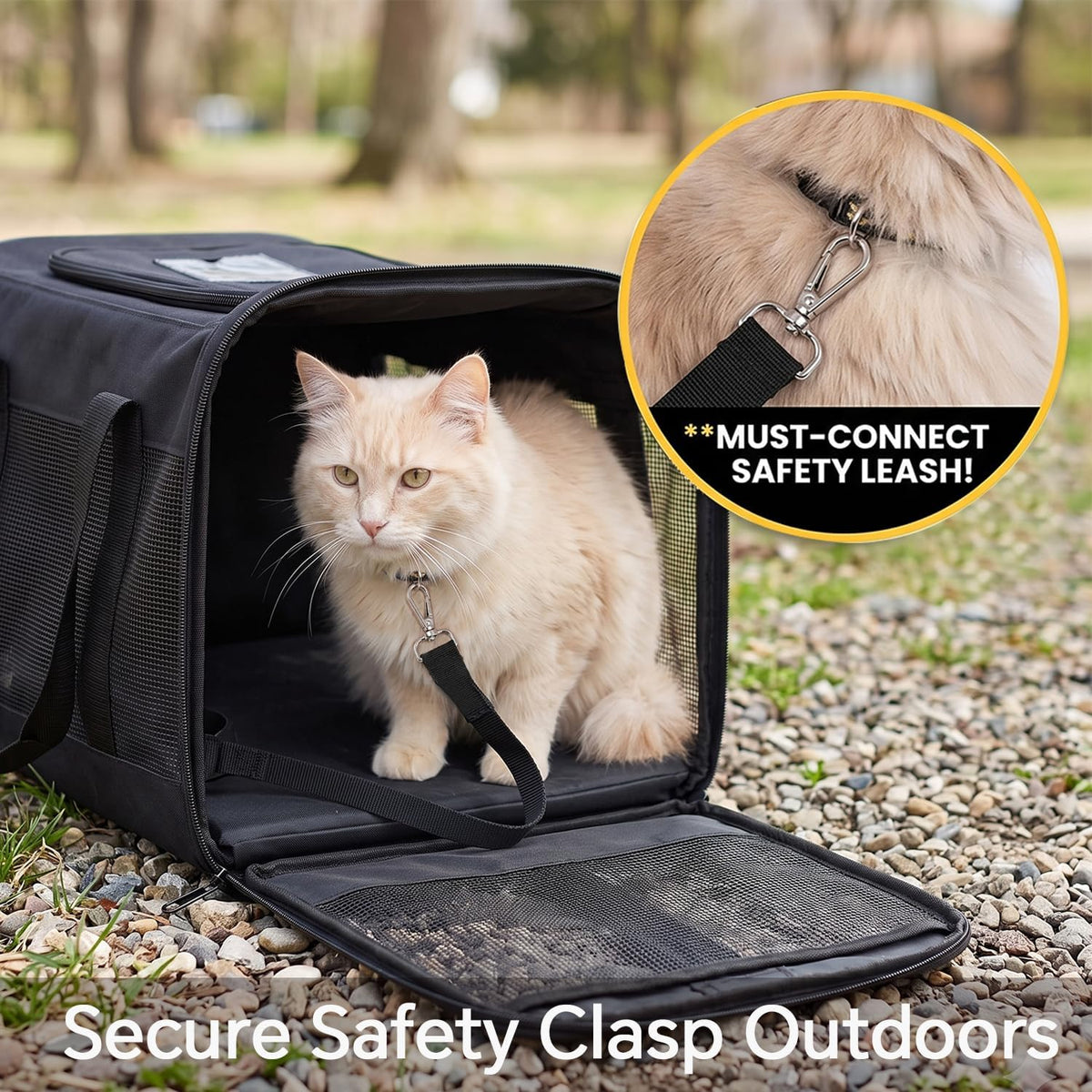 Cat Carrier Airline Approved, Soft-Sided Dog Carrier with Inner Safety Leash, Pet Transport Carrier for Small-Medium Cats Puppies up to 15 Lbs, Collapsible Travel Kitten Carrier Bag -Purple M