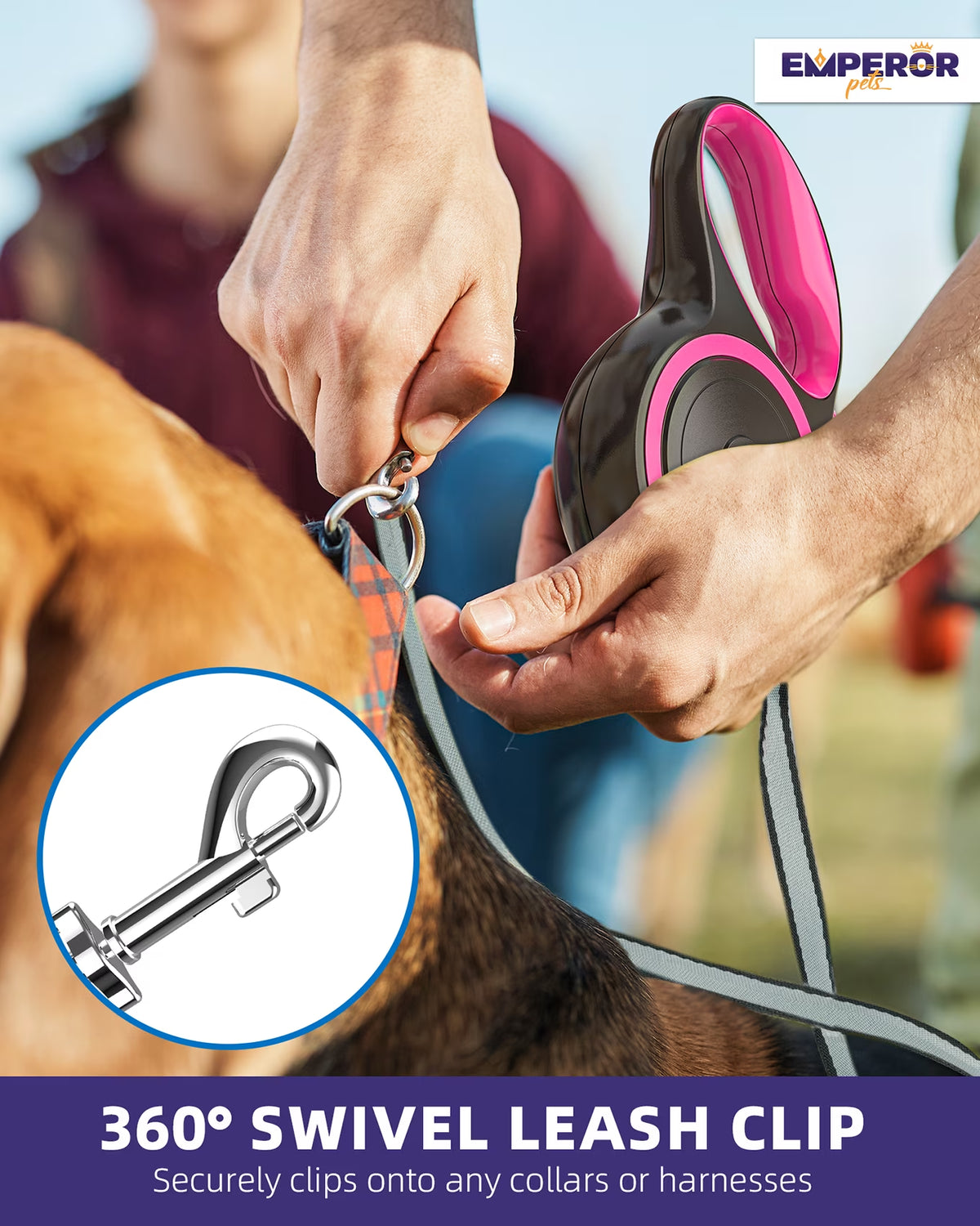 16 Ft Retractable Dog Leash for Small Dogs, up to 44 Lbs, Heavy Duty, Pink - PK16-20