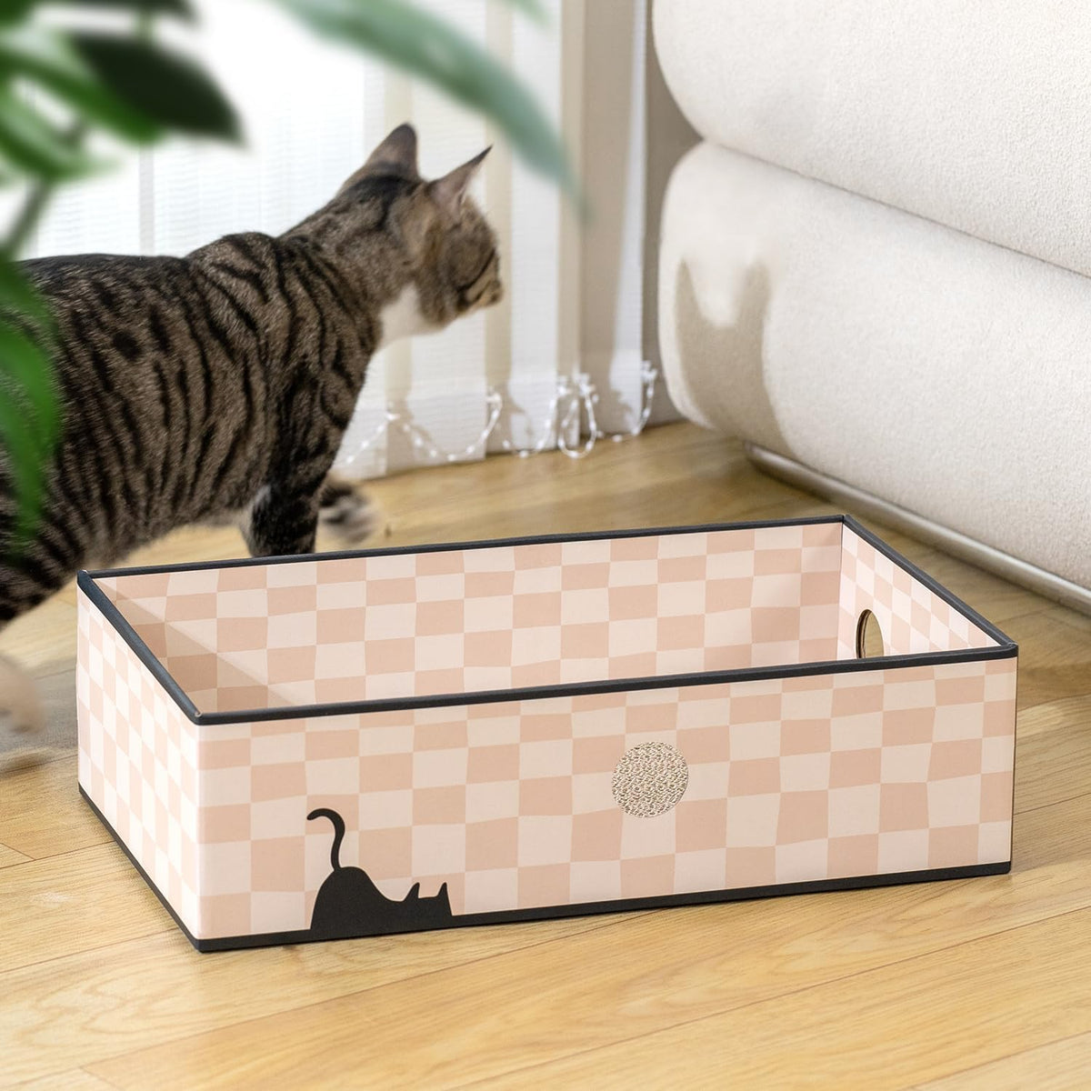 Cat Scratcher Box, Cardboard Pad, Bed for Indoor Cats, Chessboard