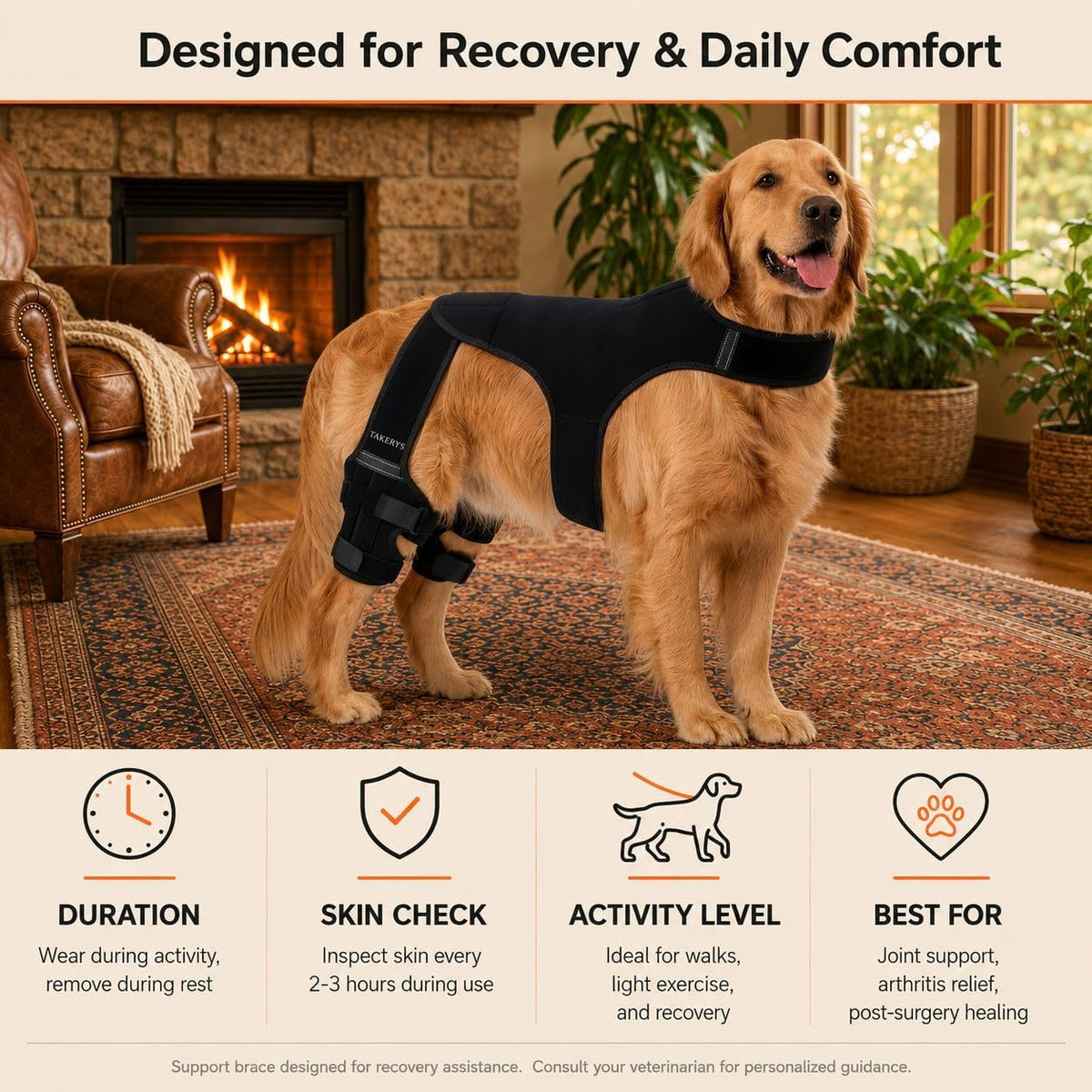 Dog Knee Brace for ACL Injury Support – Adjustable Pet Knee Stabilizer for Dogs, Joint Pain Relief, Recovery & Mobility Support for Small, Medium & Large Dogs (L Size)