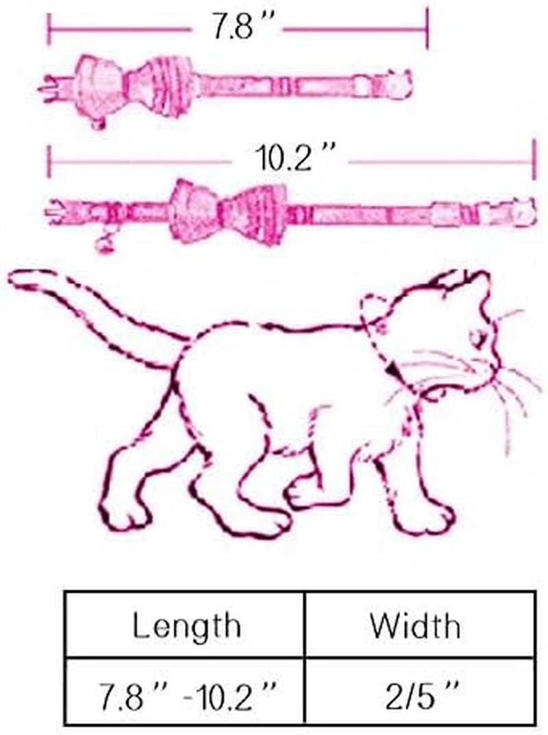 2 Pack/Set Cat Collar Breakaway with Cute Bow Tie and Bell for Kitty and Some Puppies, Adjustable from 7.8-10.5 Inch (Black+Pink)