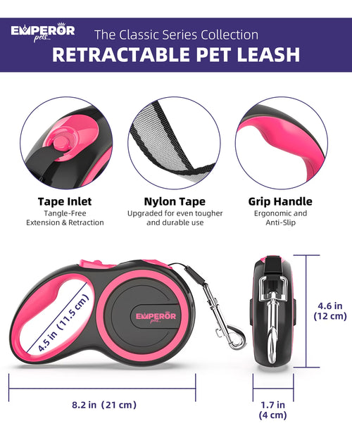 16 Ft Retractable Dog Leash for Small Dogs, up to 44 Lbs, Heavy Duty, Pink - PK16-20