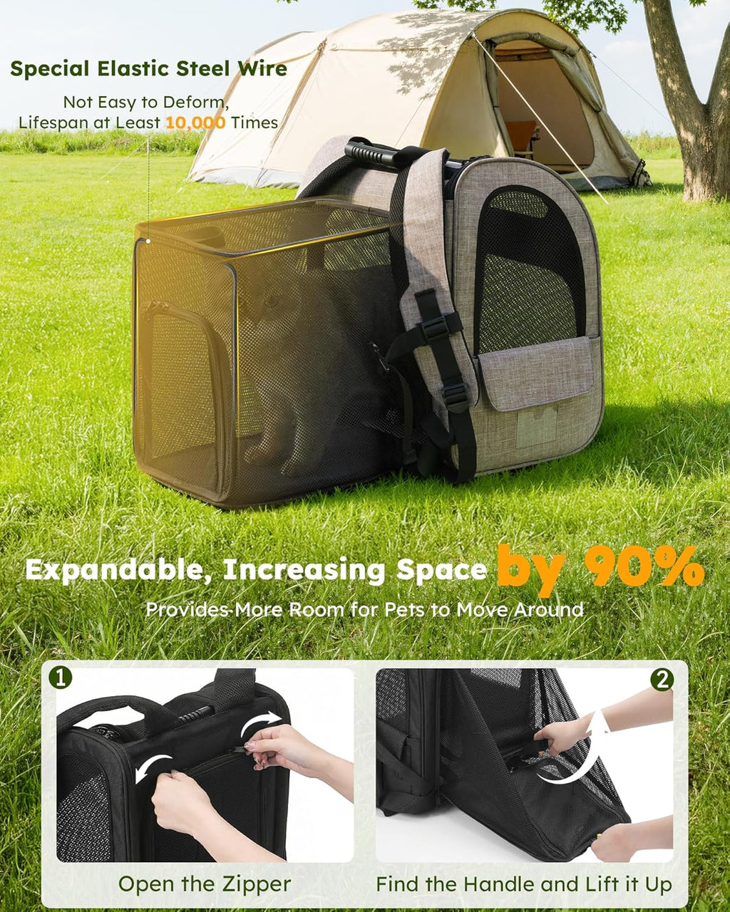 Cat Backpack Expandable, Cat Backpack for Cat with Breathable Window