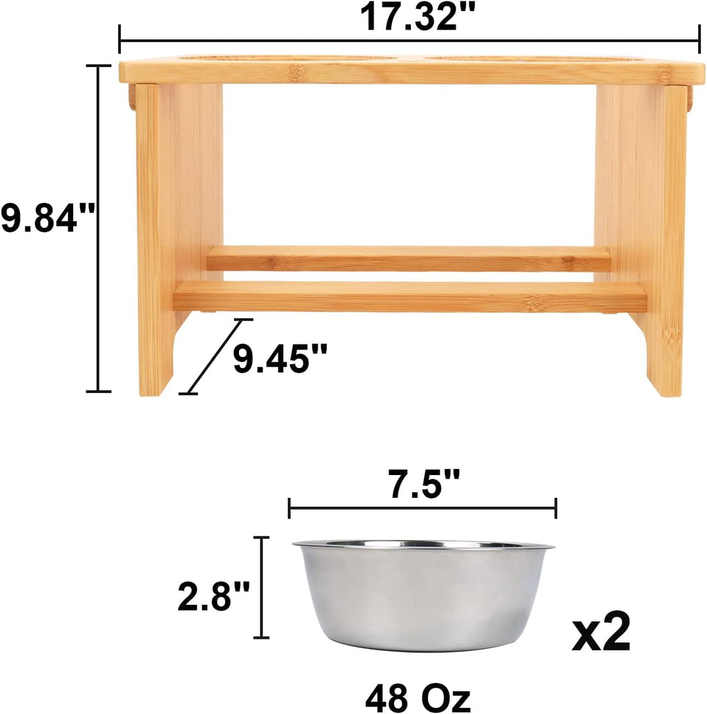Elevated Dog Bowls,Raised Dog Bowl Stand with 2 Stainless Steel Bowls,Elevated Raised Dog Bowls for Large Medium Small Sized Dogs