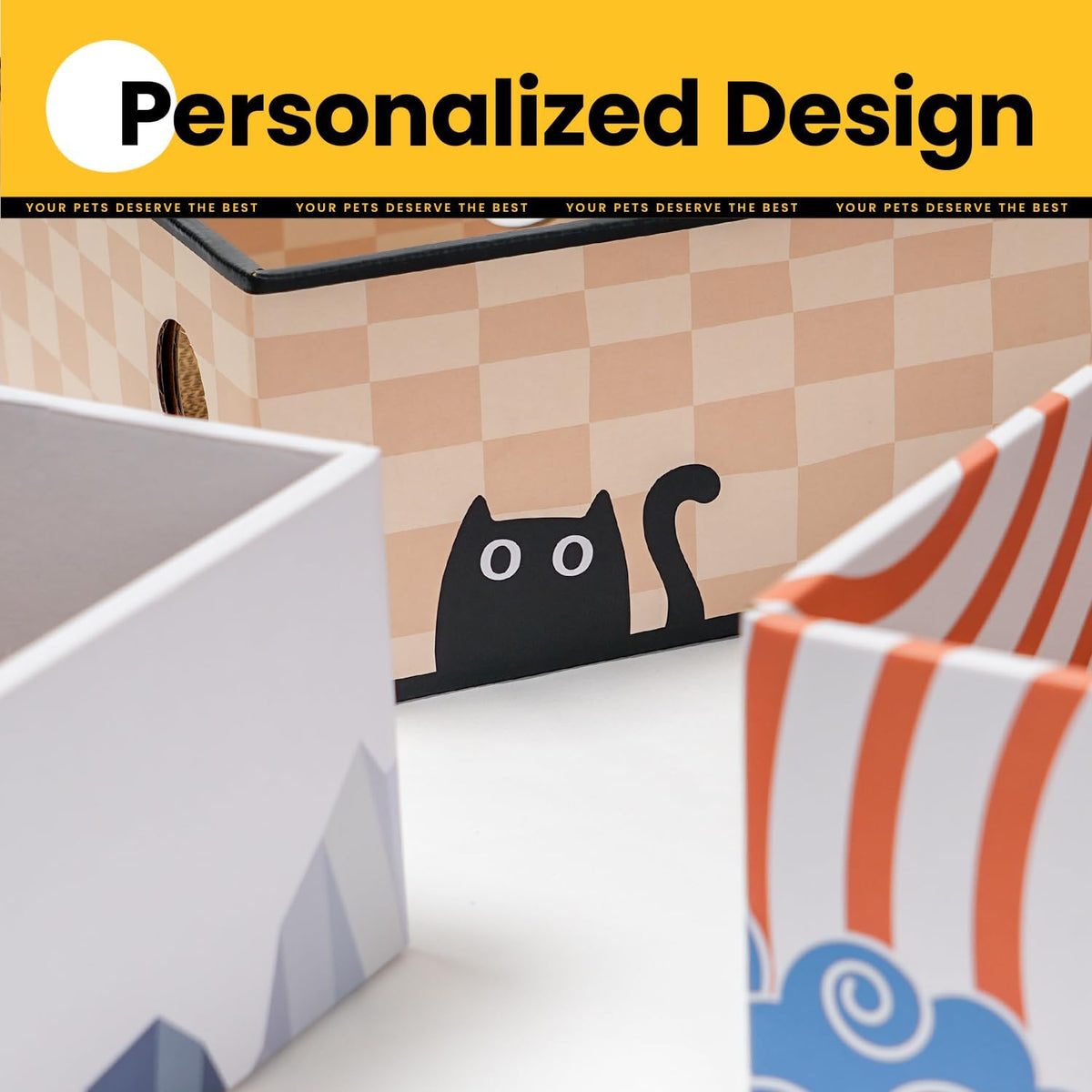 Cat Scratcher Box, Cardboard Pad, Bed for Indoor Cats, Chessboard