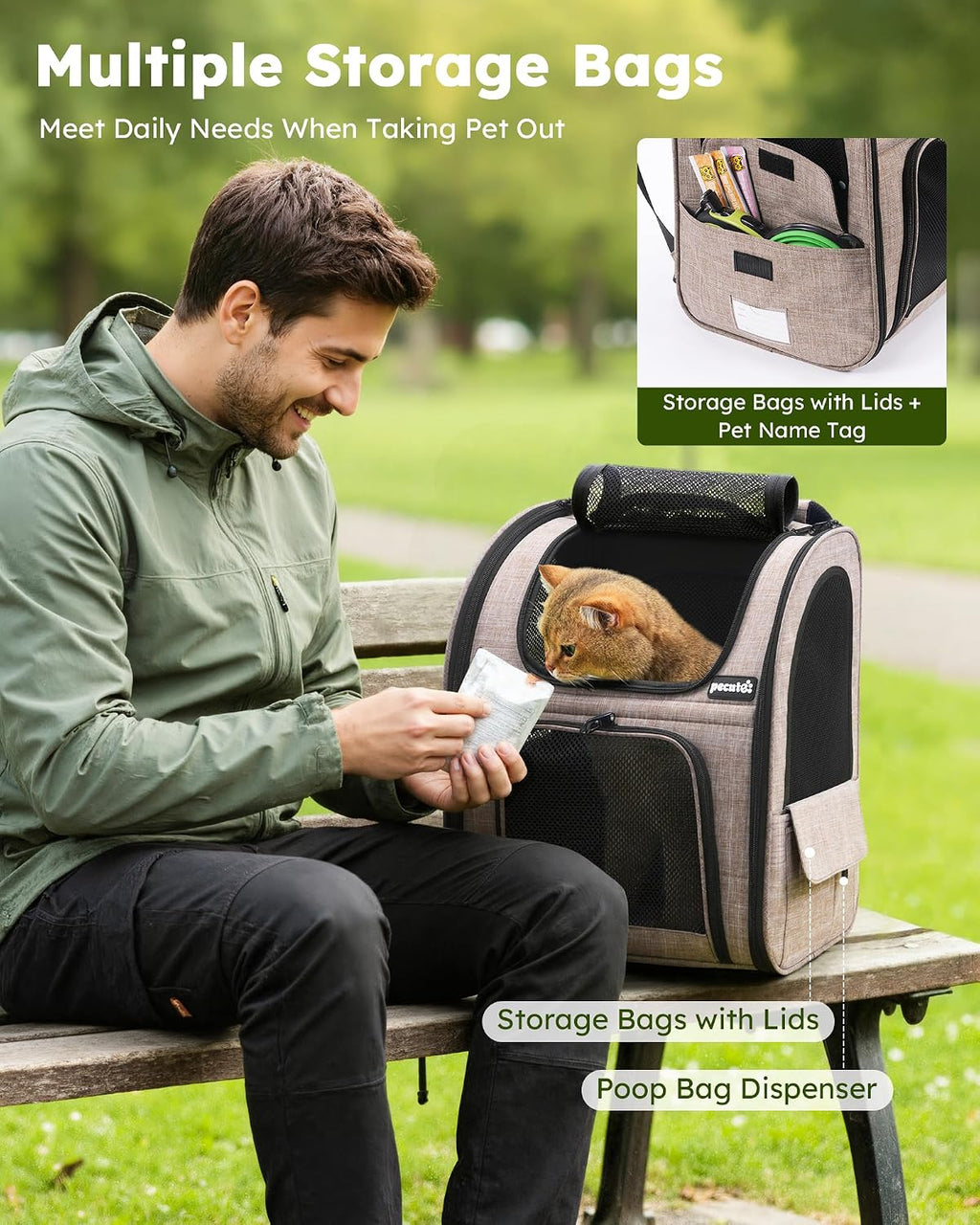 Cat Backpack Expandable, Cat Backpack for Cat with Breathable Window