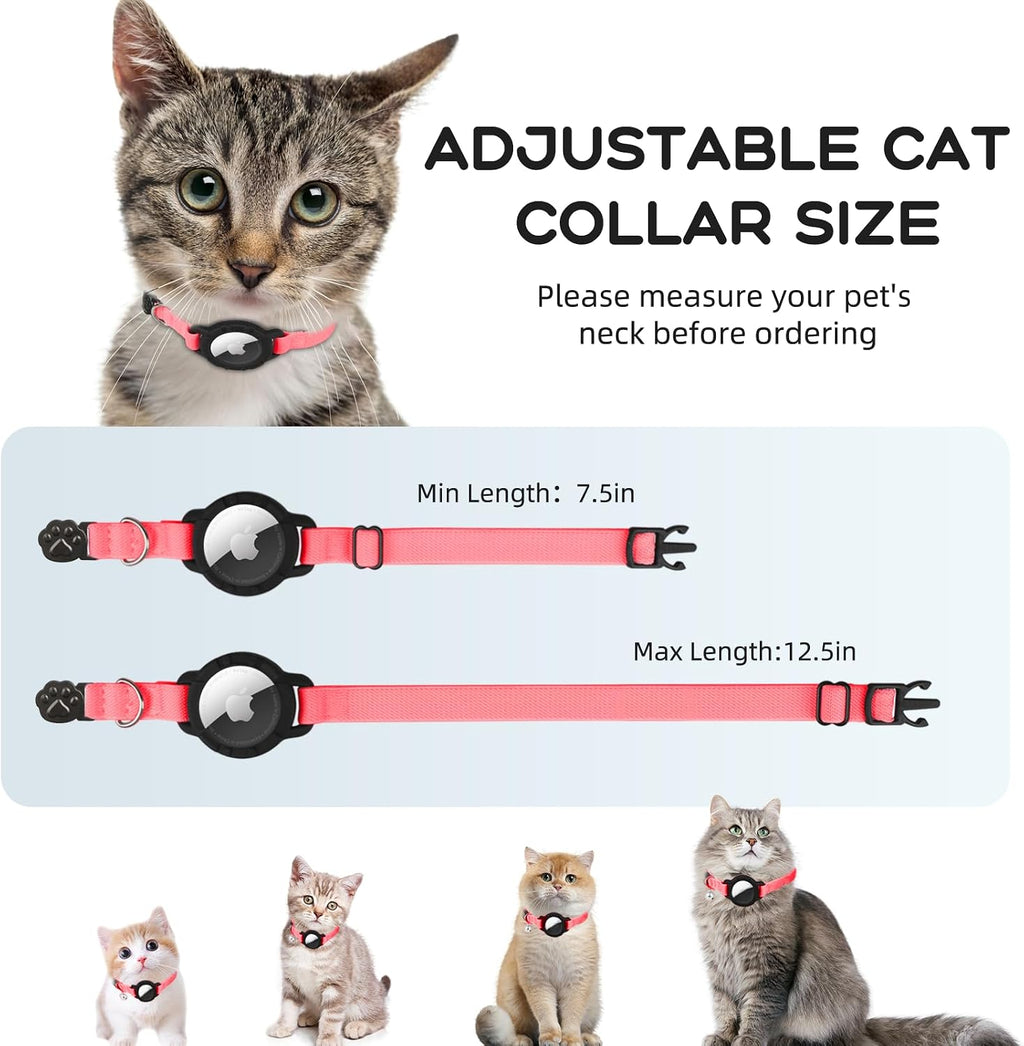 Airtag Cat Collars, Stretchy Collar with Airtag Holder and Bell