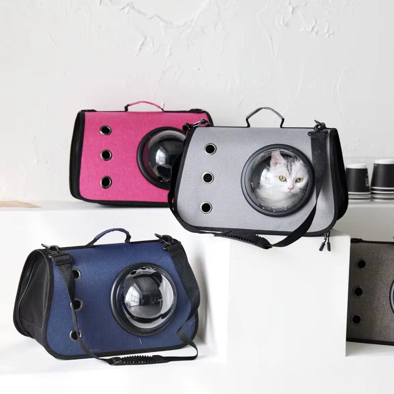 Portable Space Capsule Cat Bag, Hand-Held Foldable Shoulder Bag, Transparent Cat Cage, Kitten and Dog Supplies