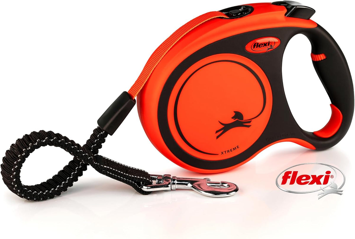 Xtreme Tape Orange & Black Large 5M Retractable Dog Leash/Lead for Dogs up to 65Kgs/143Lbs