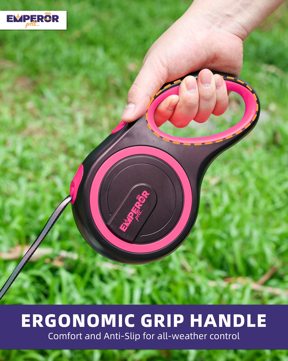16 Ft Retractable Dog Leash for Small Dogs, up to 44 Lbs, Heavy Duty, Pink - PK16-20