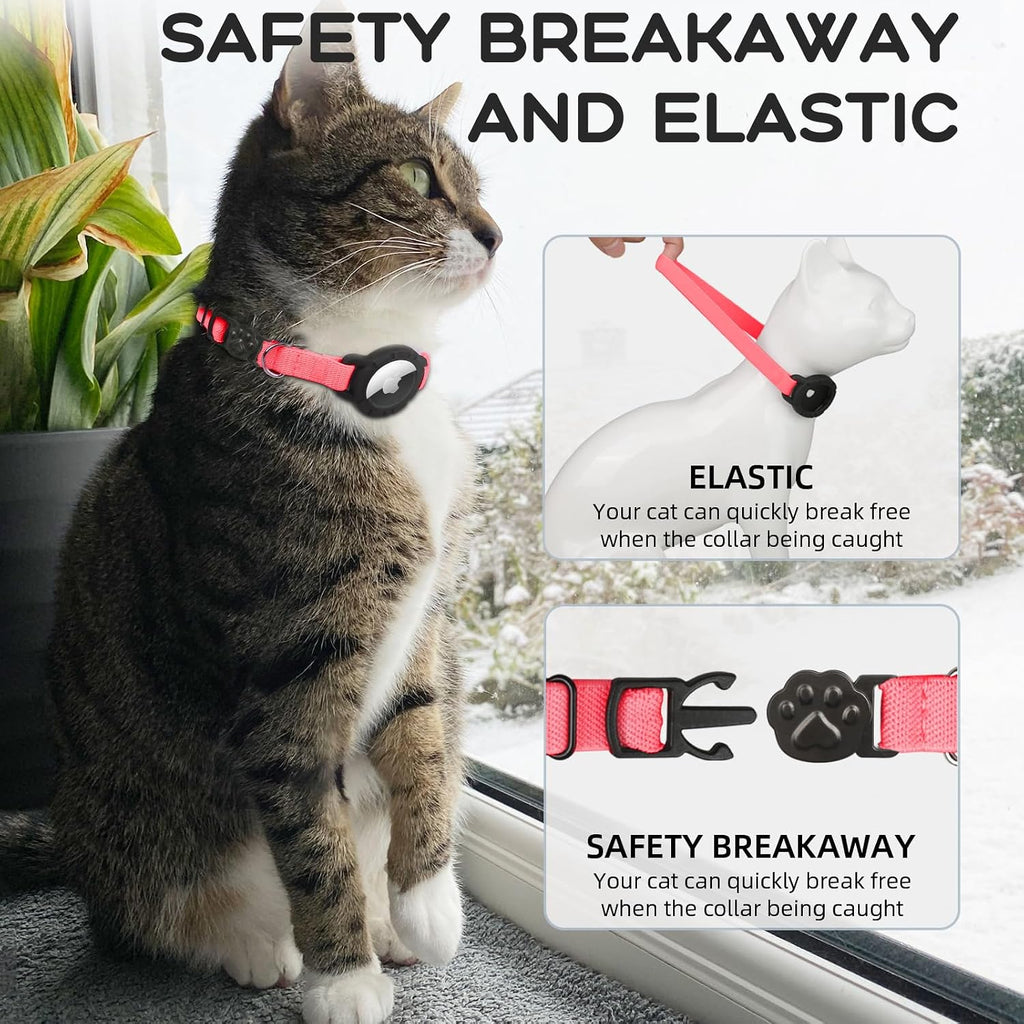 Airtag Cat Collars, Stretchy Collar with Airtag Holder and Bell