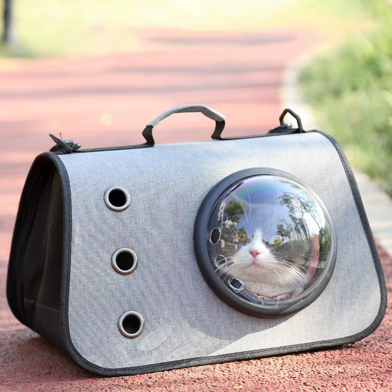 Portable Space Capsule Cat Bag, Hand-Held Foldable Shoulder Bag, Transparent Cat Cage, Kitten and Dog Supplies
